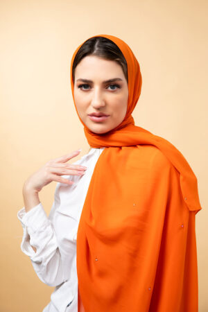 Chiffon hijab with flower motif